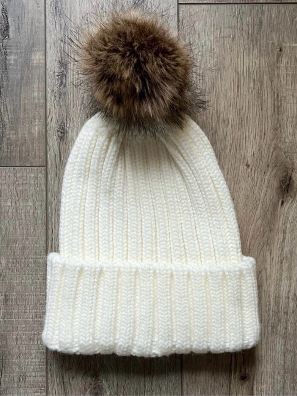 Knit Pom Beanie - Faux Fur Pom